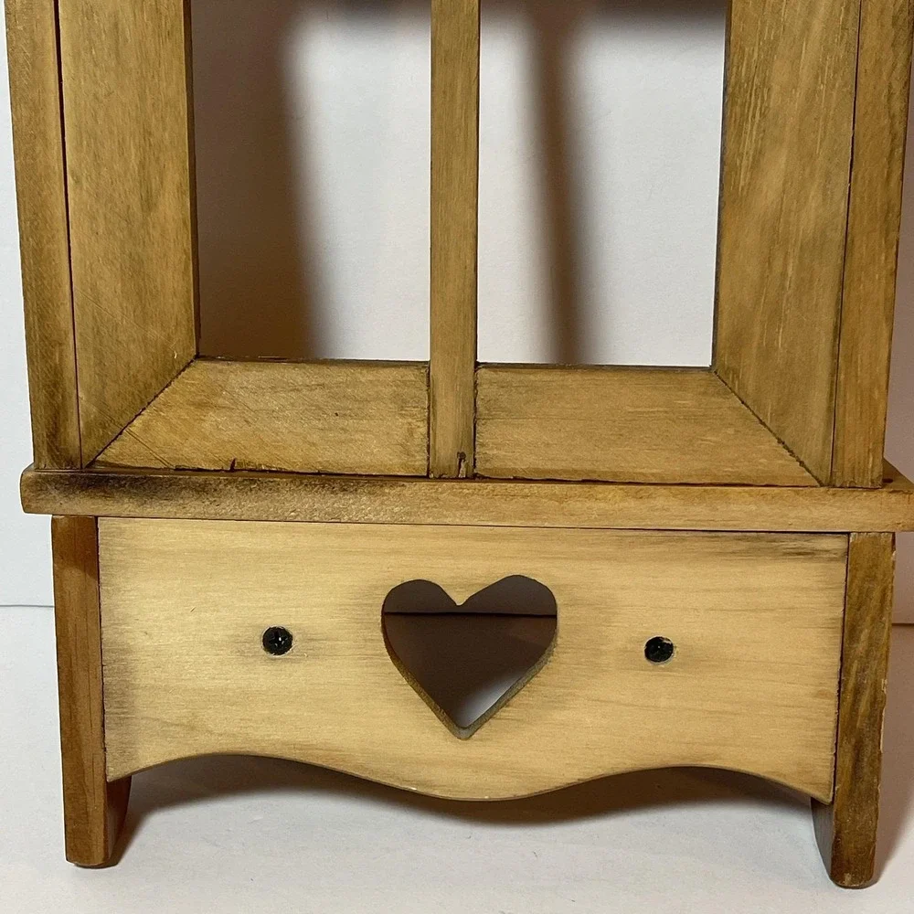 Wood Wall Decor Shelf Heart Cut Out Kitchen Pegs Cottagecore Granny Country VTG